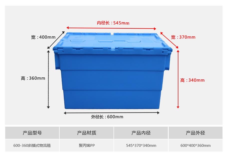 新利188600-360斜插式塑料物流箱