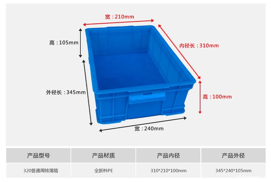 新利188320塑料周转箱薄箱